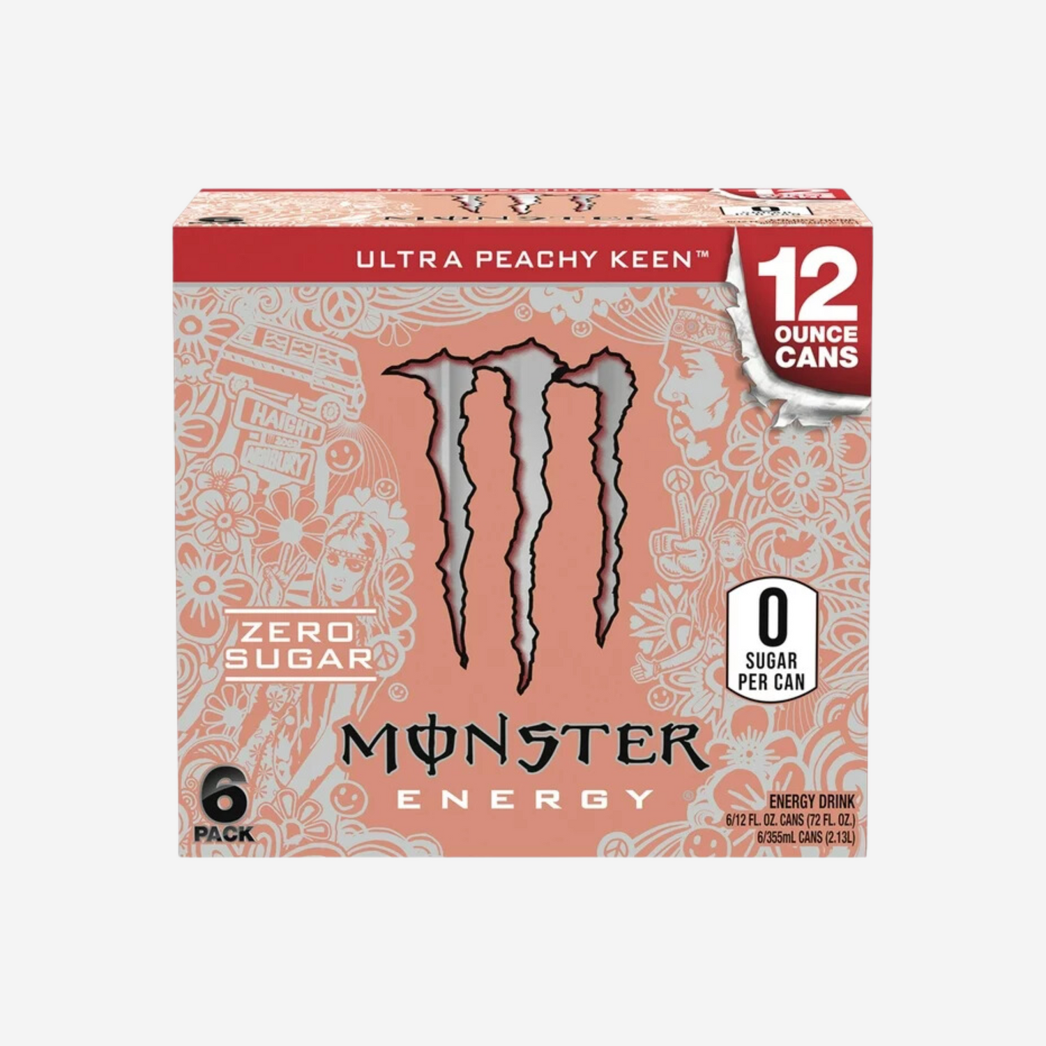 Monster Energy, Ultra Peachy Keen, Sugar Free Energy Drink, 12 fl oz, 6pk