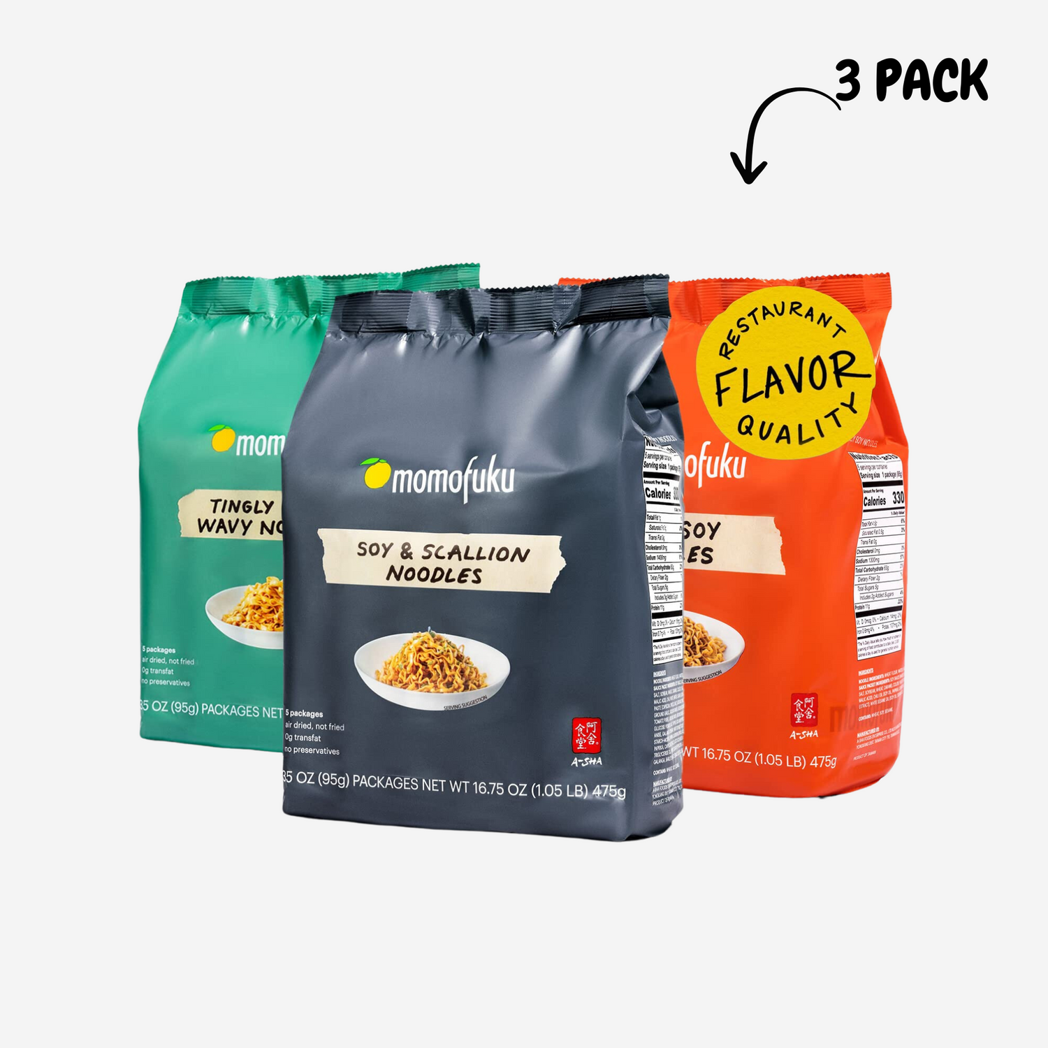 Momofuku Ramen Noodles Variety Pack 3 Flavors, Ramen, Asian Snacks