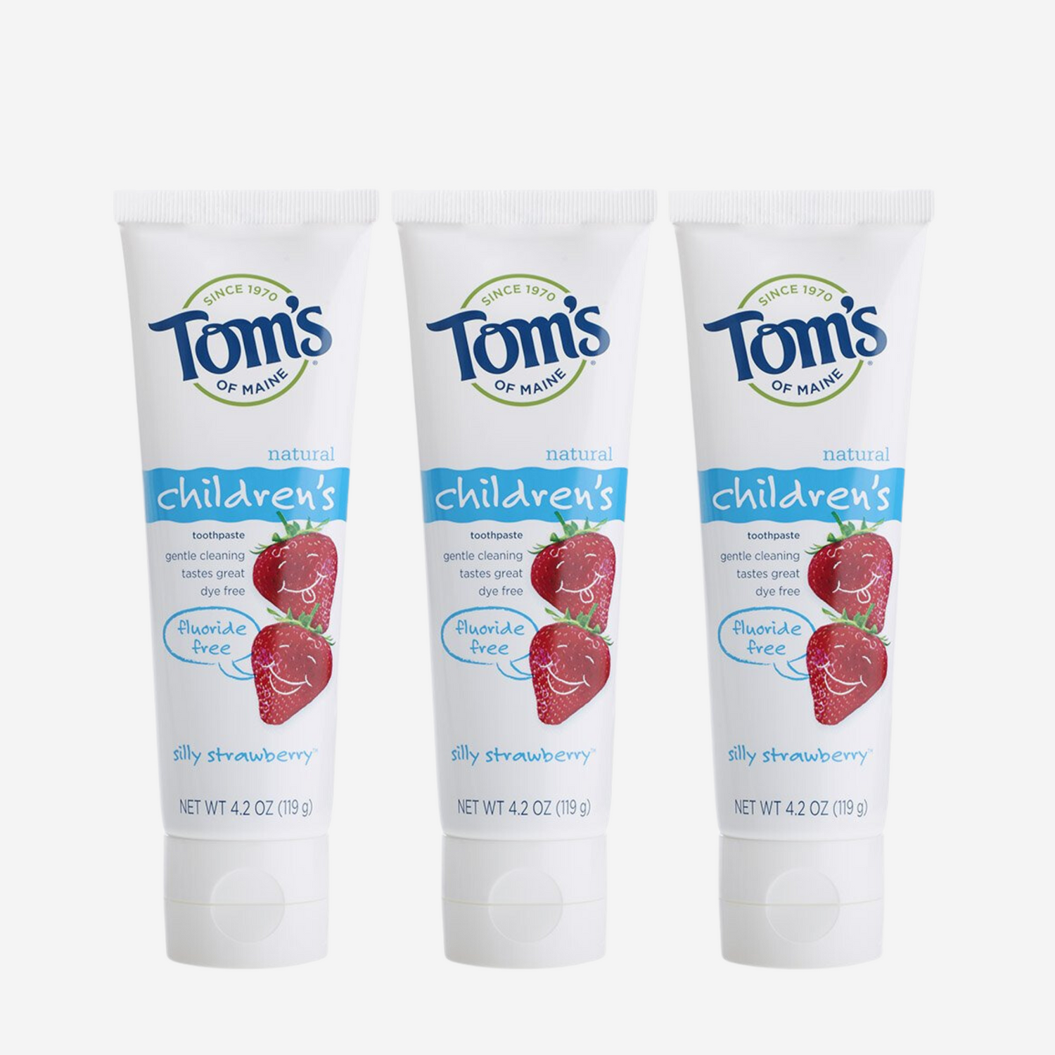 Tom's of Maine Natural Children's Fluoride-Free Toothpaste, Silly Strawberry, 4.7 oz. , 3 Count (Pack of 1)