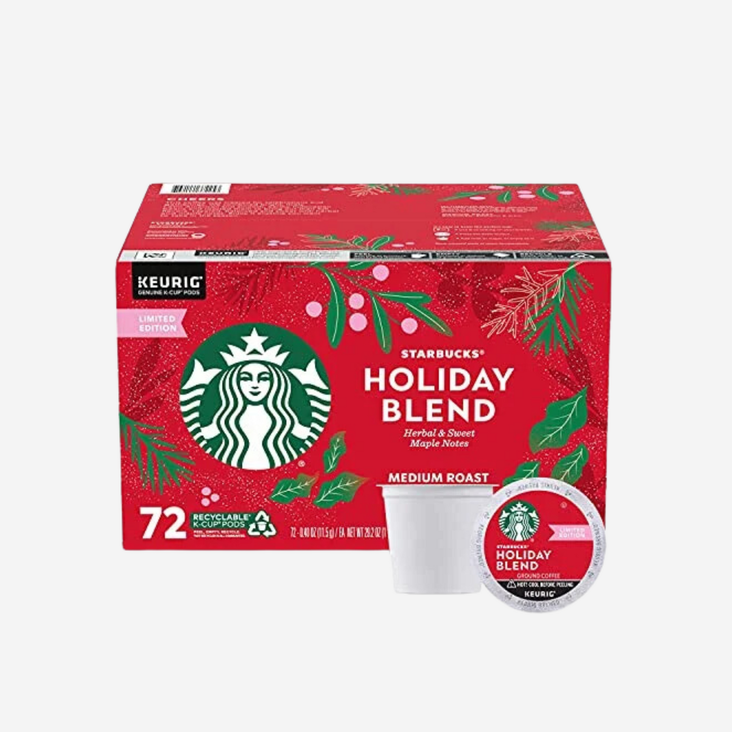 Starbucks® Holiday Blend Medium Roast Ground Coffee K-Cup® Pods 72 ct Box