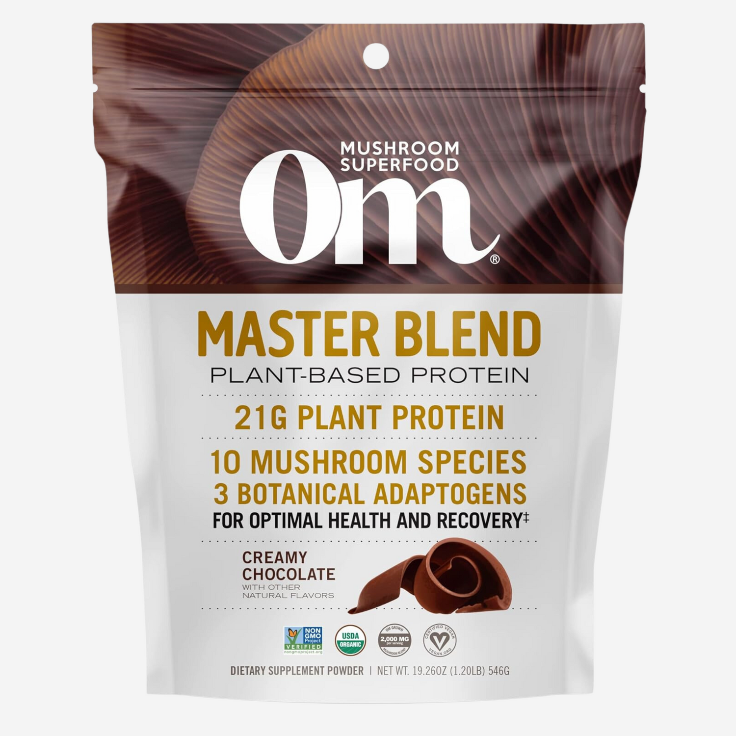 Om Mushroom Superfood Master Blend Plant-Based Protein Powder, 19.26 Ounce, 14 Servings