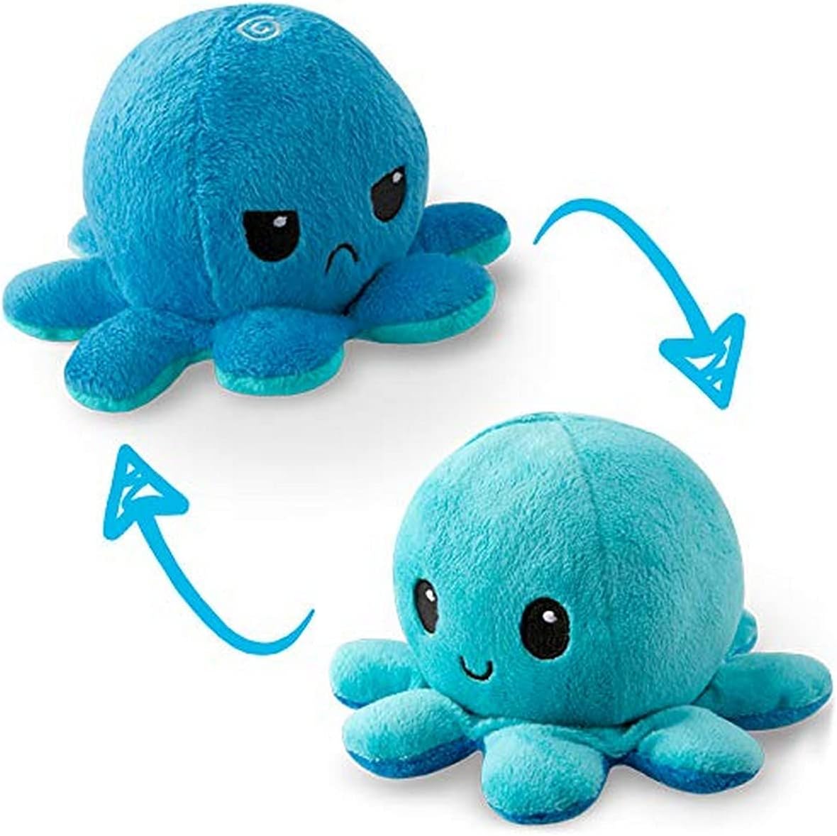 TeeTurtle - The Original Reversible Octopus Plushie - Light + Dark Blue