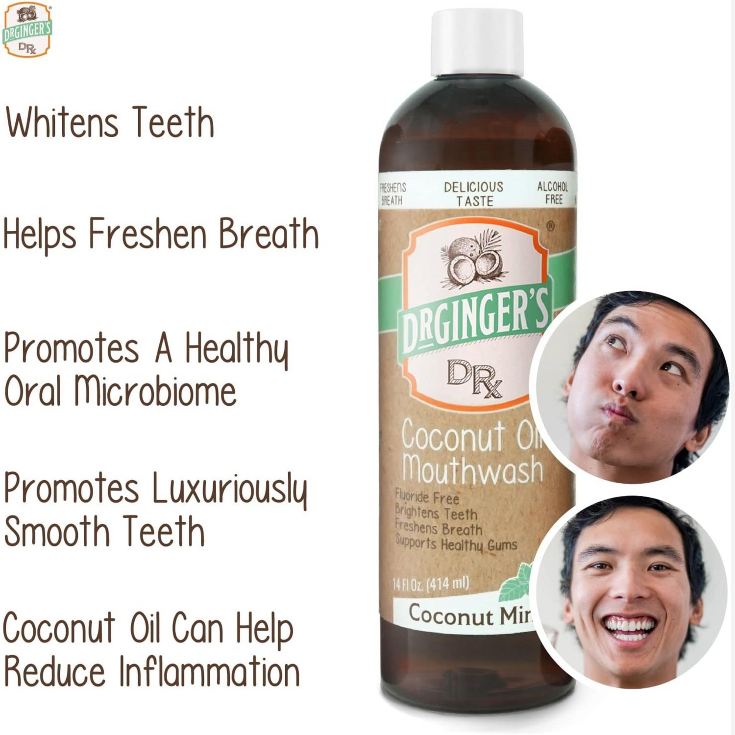 Oil Pulling Target Coconut Mouthwash Doctor Ginger's, All-Natural Oil & Xylitol of 14fl oz, 2ct