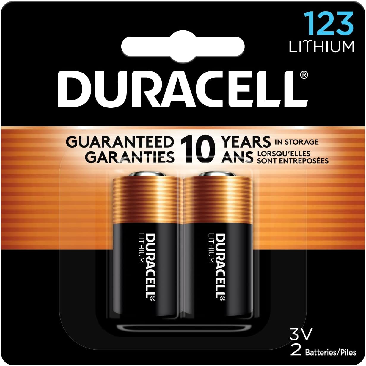 Duracell CR123A 3V Lithium Battery, 2 Count