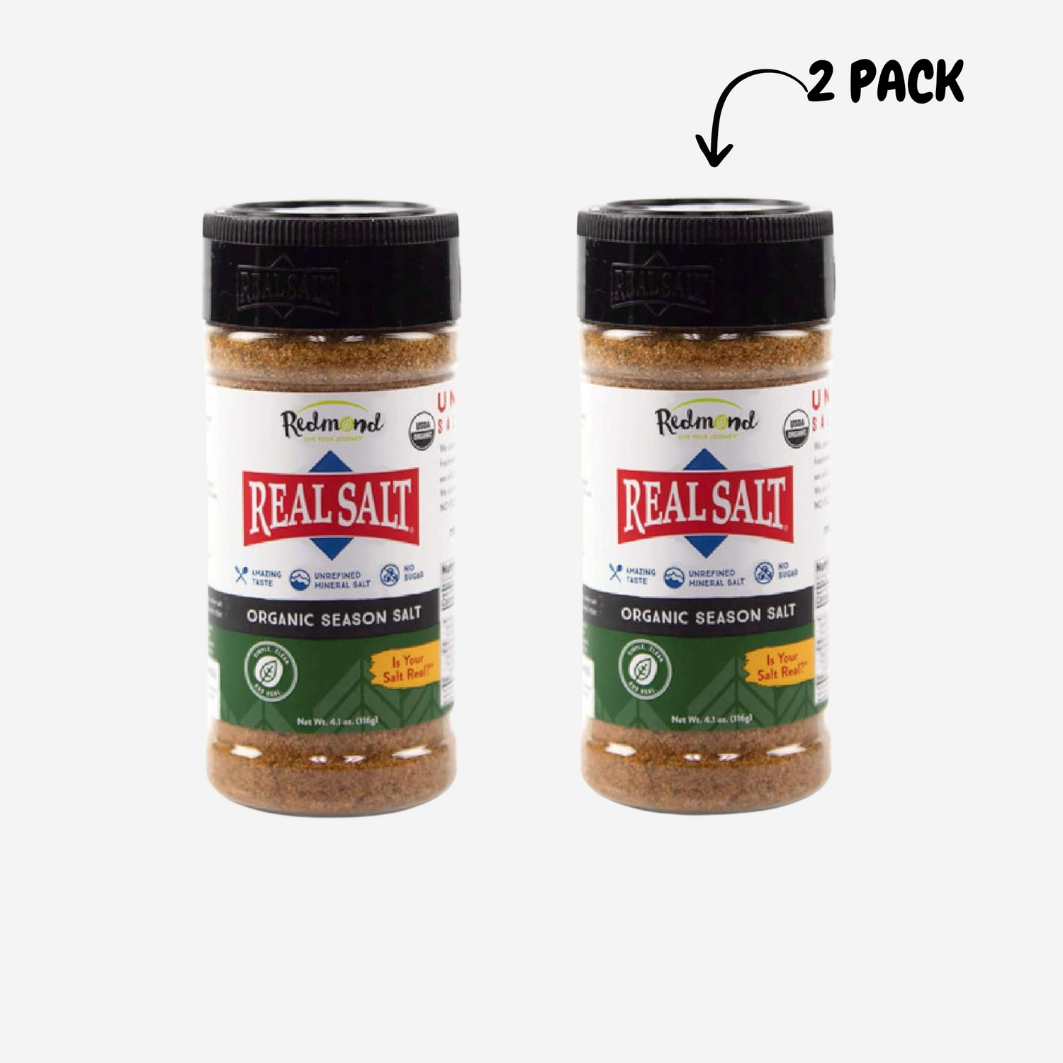 Redmond Real Sea Salt Natural Seasoning Shaker (2 Pack)