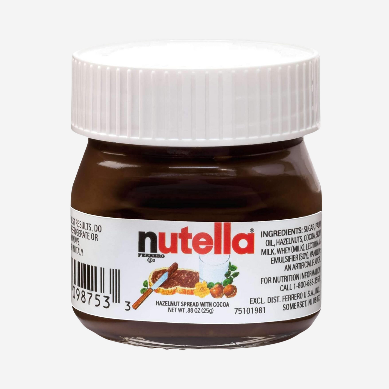 Nutella Hazelnut Spread with Cocoa Glass Jar.88 Ounce - 64 per case.