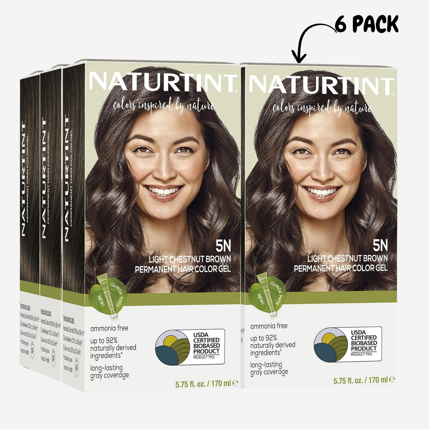 Naturtint Permanent Hair Color 5N Light Chestnut Brown (Pack of 6)