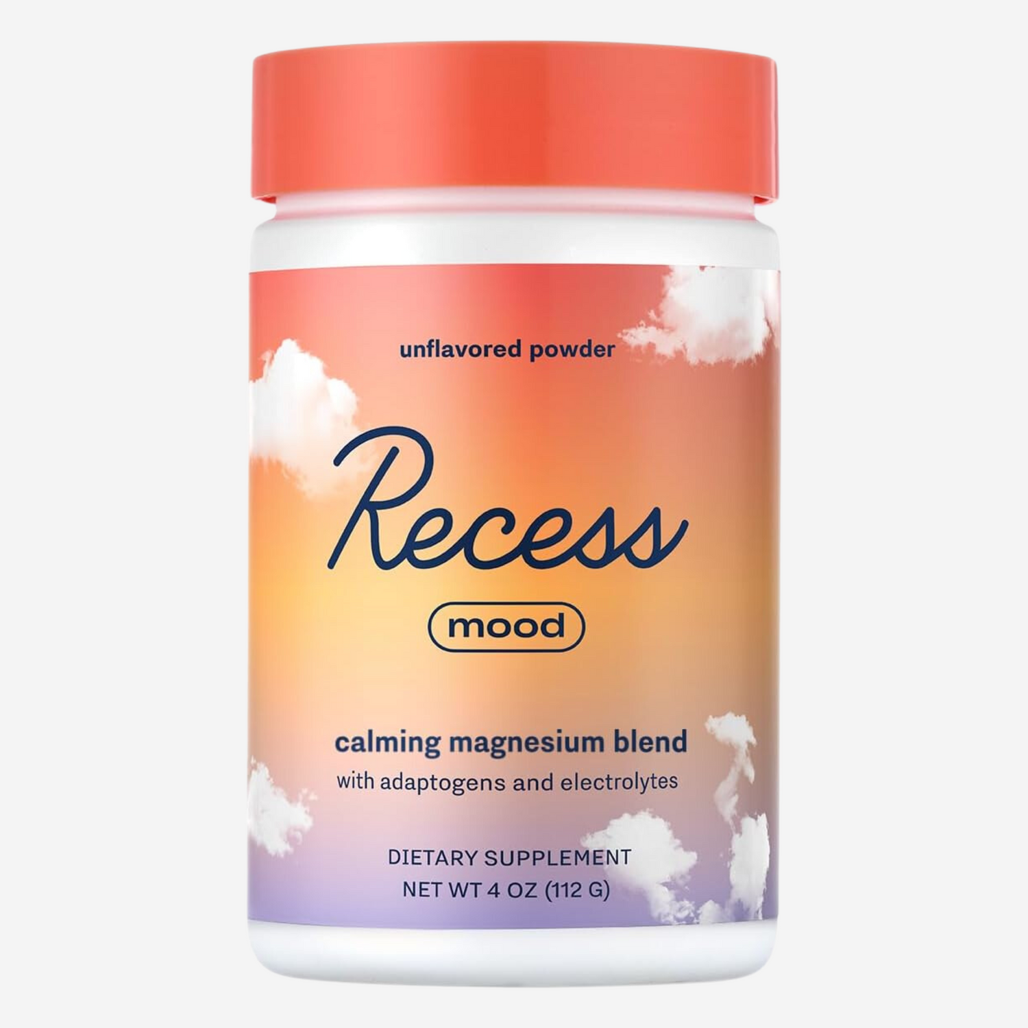 Recess Mood Powder, Calming Magnesium L-Threonate Blend with Passion Flower, L-Theanine Unflavored 28 Serving Tub