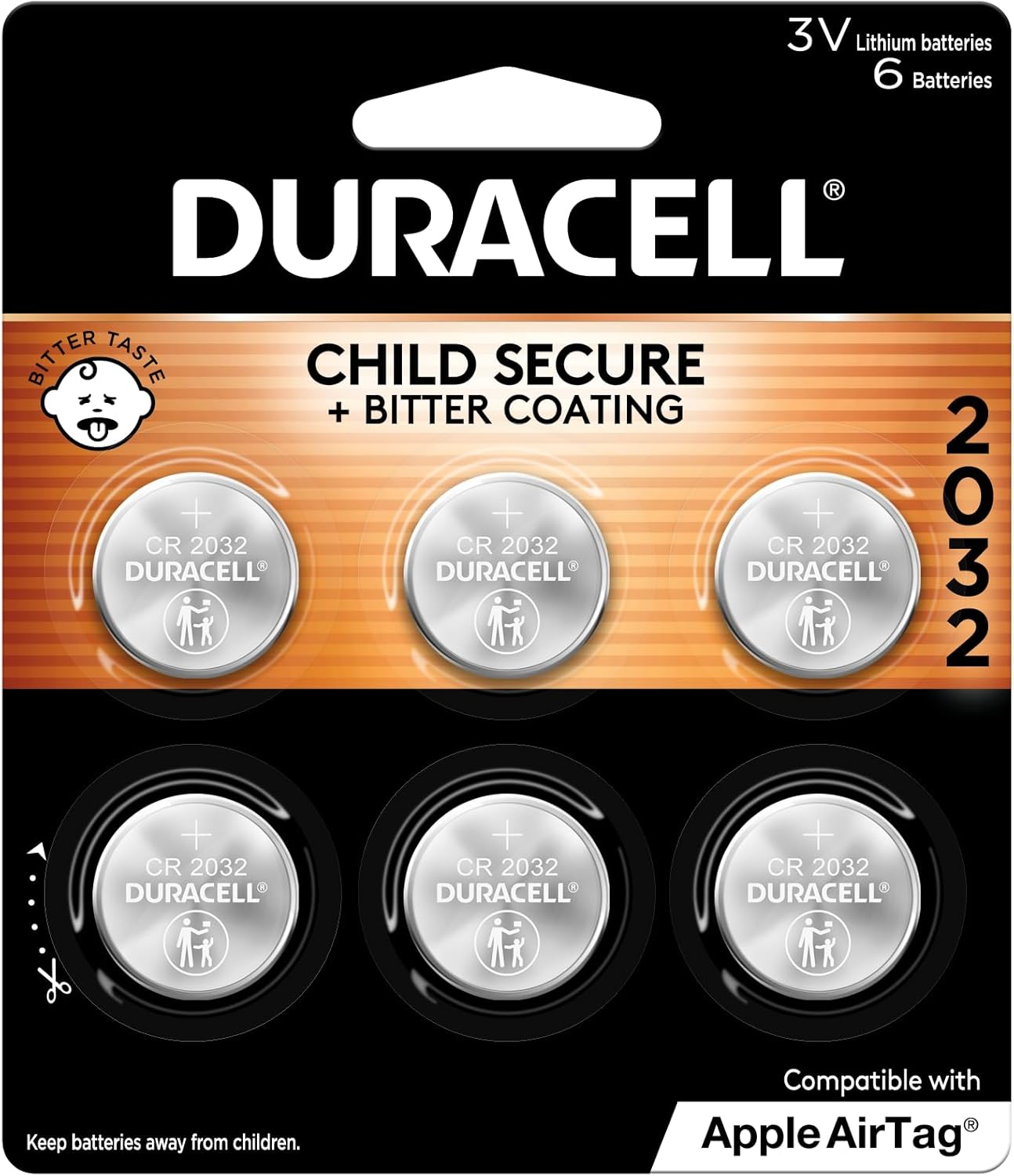 Duracell 2032 Lithium Battery. 6 Count Pack