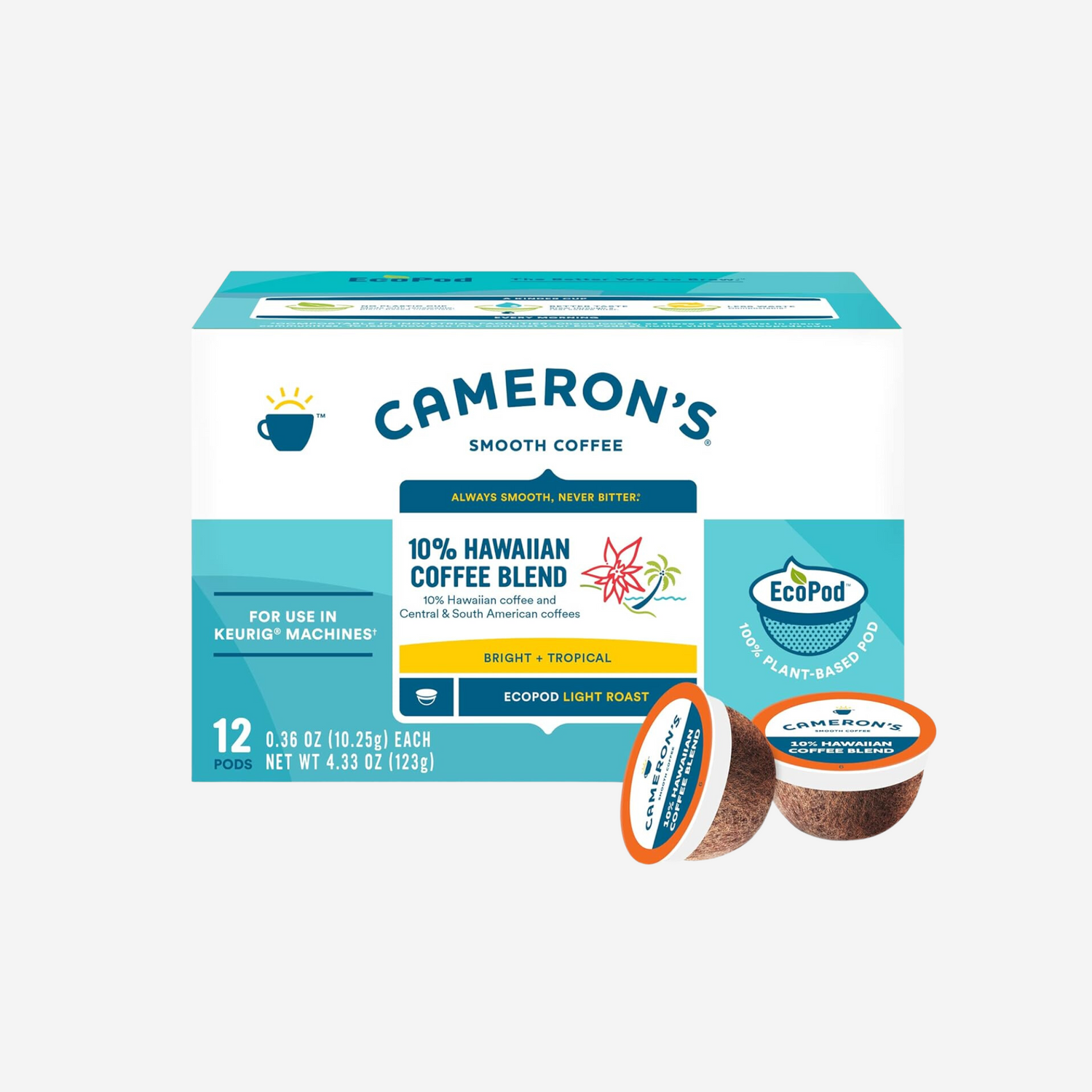 Cameron's Coffee Single Serve Pods, 10% Hawaiian Coffee Blend, 12 Count (Pack of 6)