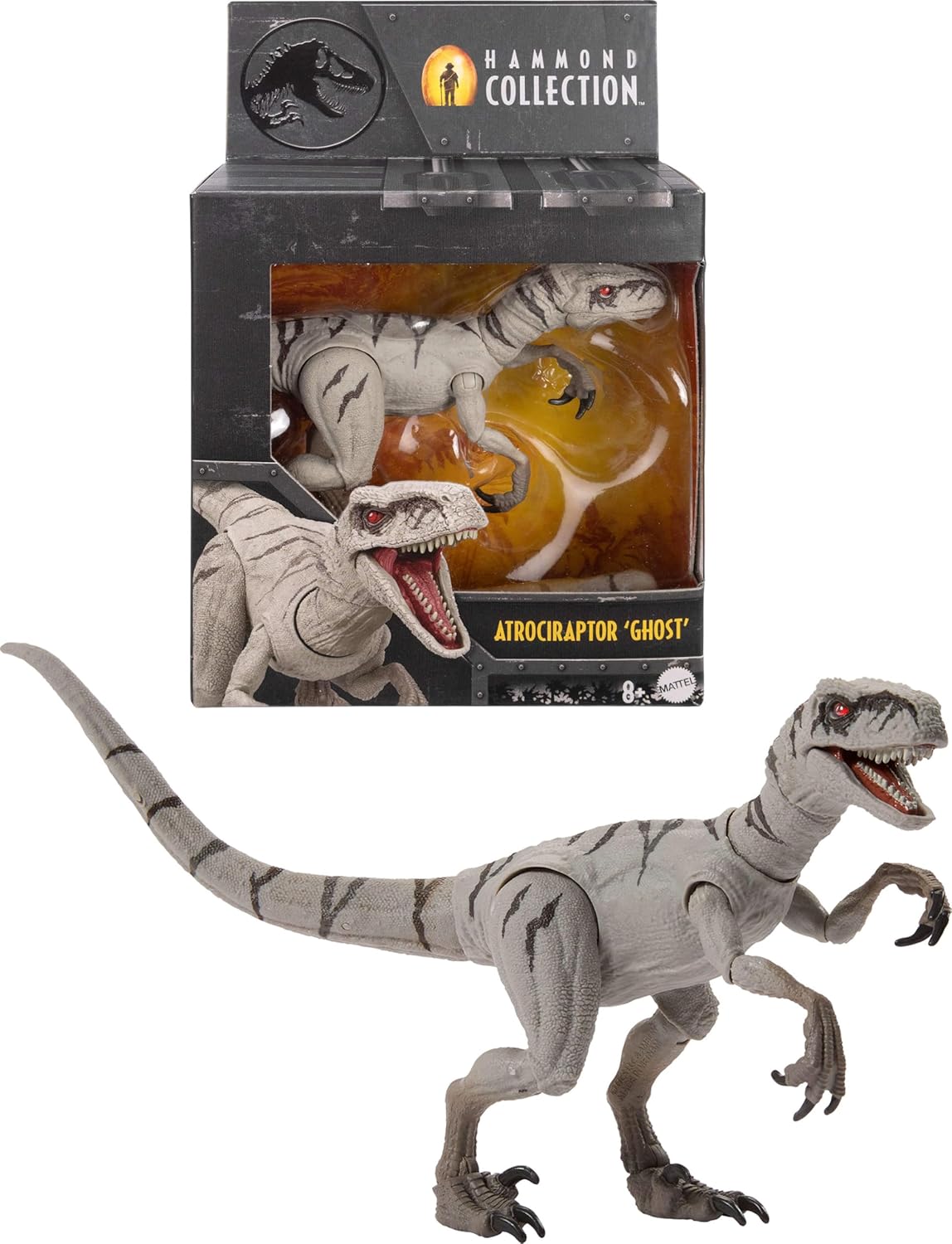 Mattel Jurassic World Hammond Collection Dinosaur Action Figure Toy, Atrociraptor Ghost