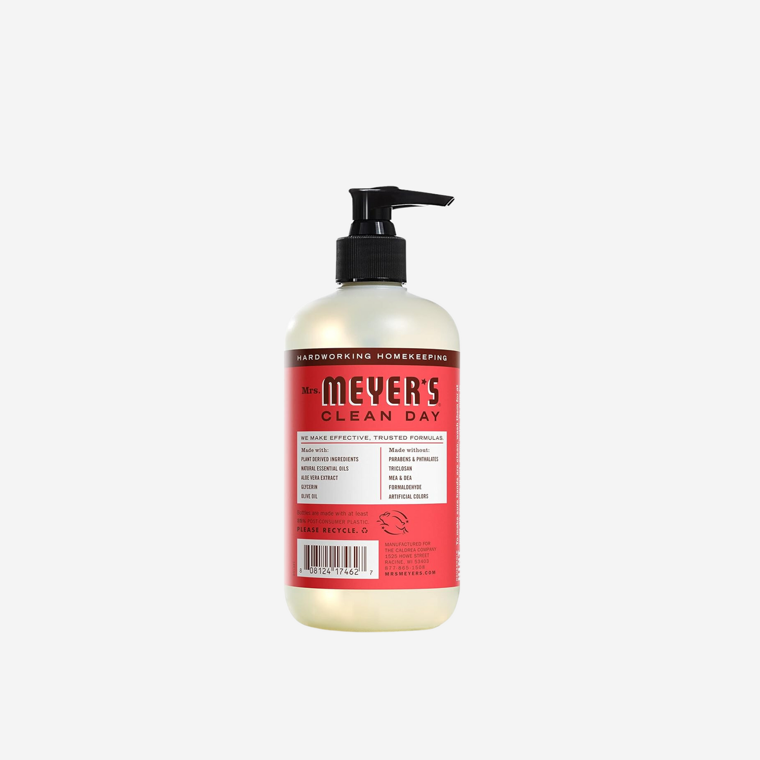 MRS. MEYER'S CLEAN DAY Hand Soap, Made with Essential Oils, Biodegradable Formula, Rhubarb, 12.5 Fl. Oz