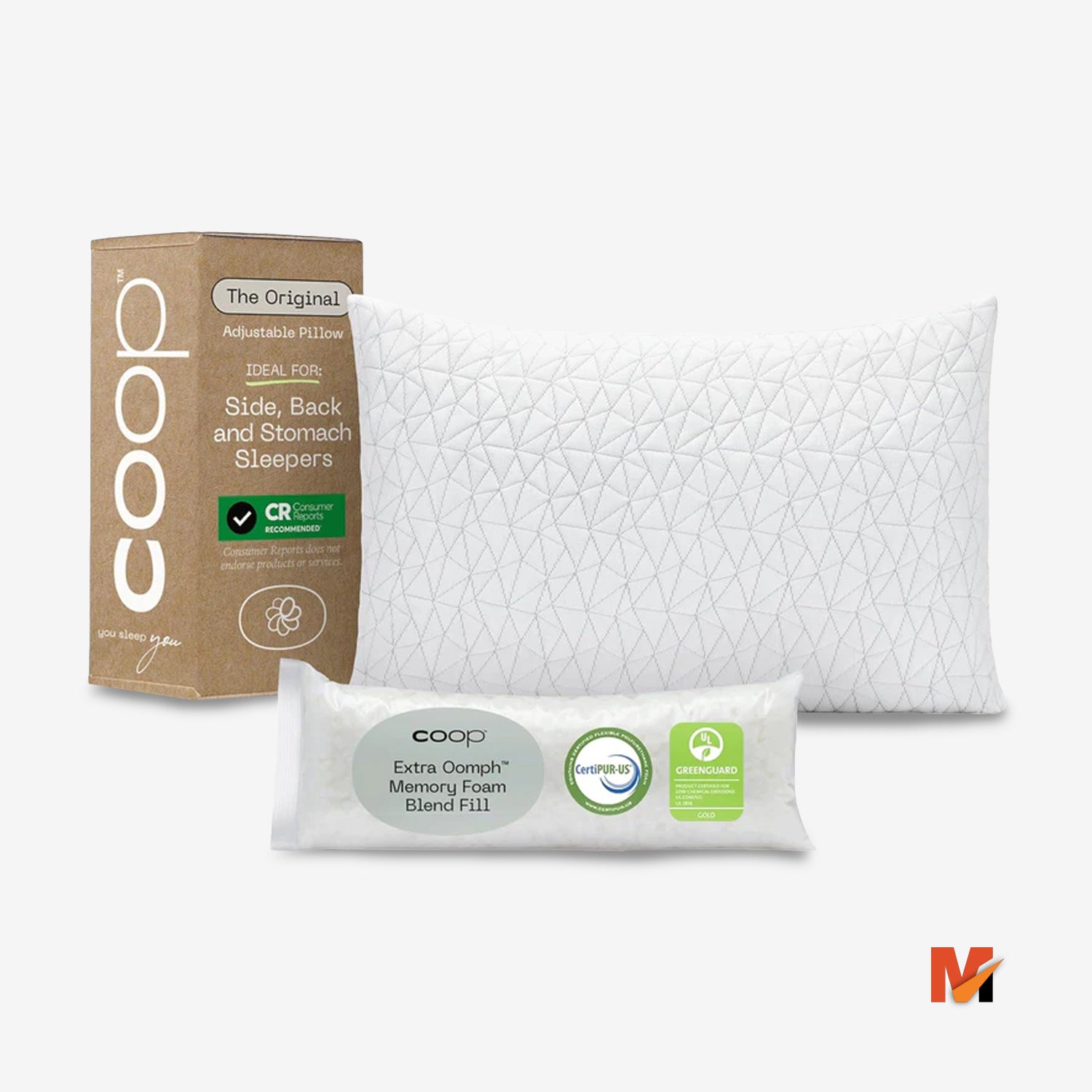 coop home goods original adjustable pillow