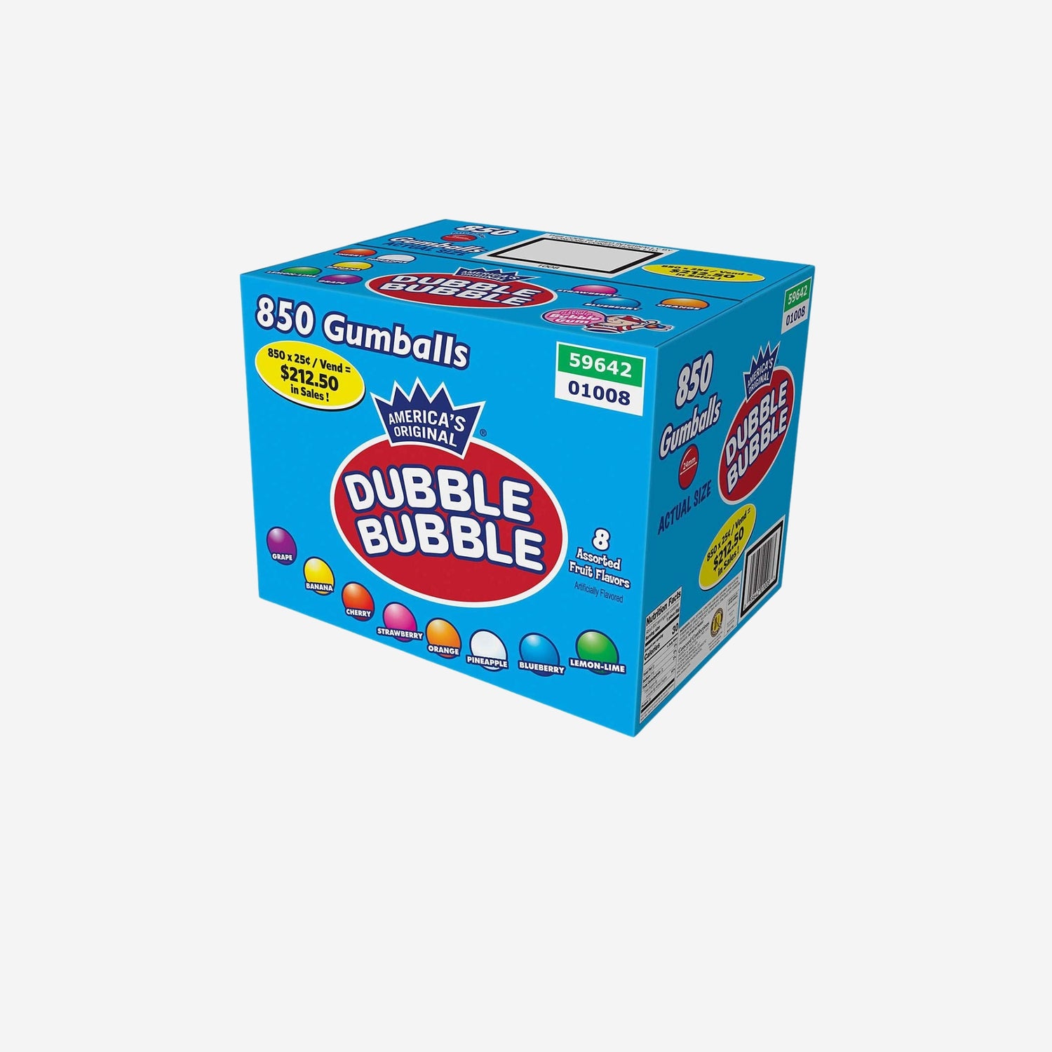 Dubble Bubble 24mm Gumballs Assorted Fruit